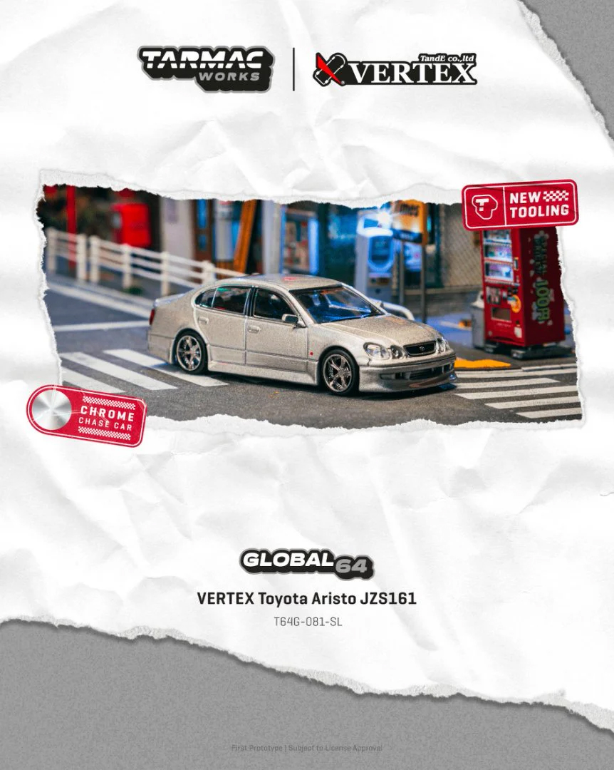 Die Cast Car 1 64 - نموذج سيارة تويوتا أريستو JZS161 فضية